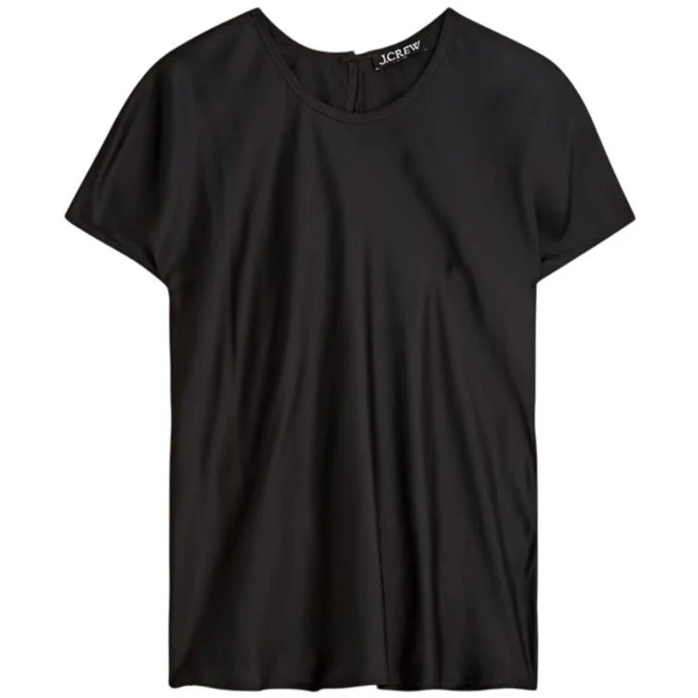 J. Crew Black Short Sleeve Satin like Tee